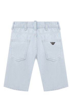 Детские шорты EMPORIO ARMANI голубого цвета по цене 10650 руб., арт. 3K4SJD/4D2KZ | Фото 2 Детские шорты EMPORIO ARMANI голубого цвета, арт. 3K4SJD/4D2KZ | Фото 2 (Материал внешний: Лиоцелл, Хлопок; Ростовка одежда: 10 - 11 лет | 140 - 146см, 13 - 15 лет | 158 см, 16 лет | 164 см, 4 года | 104 см, 5 лет | 110 см, 6 лет | 116 см, 7 лет | 122 см, 8 лет | 128 см, 9 лет | 134 см)