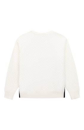Детский хлопковый пуловер EMPORIO ARMANI белого цвета по цене 11750 руб., арт. 3K4MXD/4M17Z | Фото 2 Детский хлопковый пуловер EMPORIO ARMANI белого цвета, арт. 3K4MXD/4M17Z | Фото 2