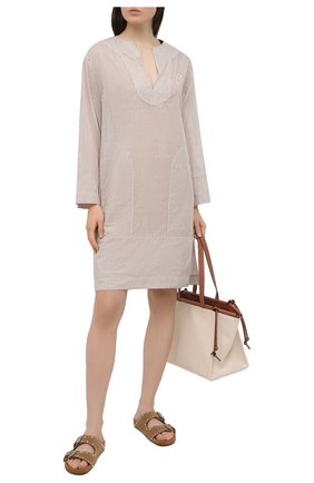 Женское хлопковое платье GIORGIO ARMANI бежевого цвета по цене 138500 руб., арт. 1SHVA087/T02FM | Фото 2 Женское хлопковое платье GIORGIO ARMANI бежевого цвета, арт. 1SHVA087/T02FM | Фото 2