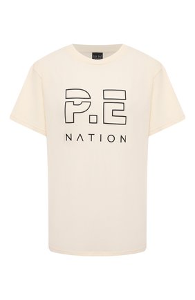 Женская хлопковая футболка P.E. NATION бежевого цвета по цене 7630 руб., арт. 20PE4T126 | Фото 1 Женская хлопковая футболка P.E. NATION бежевого цвета, арт. 20PE4T126 | Фото 1