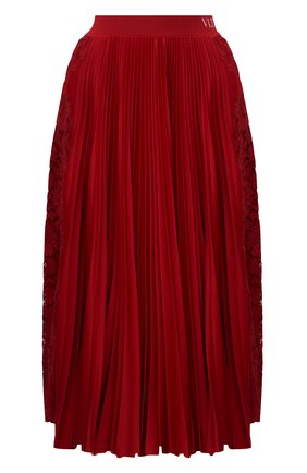 Женская плиссированная юбка VALENTINO красного цвета по цене 143500 руб., арт. VB3MD02T668 | Фото 1 Женская плиссированная юбка VALENTINO красного цвета, арт. VB3MD02T668 | Фото 1 (Женское Кросс-КТ: Юбка-одежда, юбка-плиссе; Стили: Романтичный; Длина Ж (юбки, платья, шорты): Миди; Материал внешний: Синтетический материал)