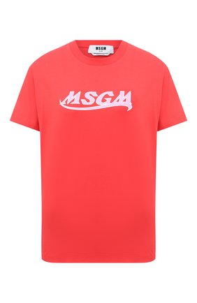 Женская хлопковая футболка MSGM красного цвета по цене 10400 руб., арт. 3041MDM173 217298 | Фото 1 Женская хлопковая футболка MSGM красного цвета, арт. 3041MDM173 217298 | Фото 1