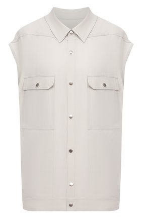 Женская рубашка из вискозы RICK OWENS светло-серого цвета по цене 92150 руб., арт. RP21S3725/Y | Фото 1 Женская рубашка из вискозы RICK OWENS светло-серого цвета, арт. RP21S3725/Y | Фото 1