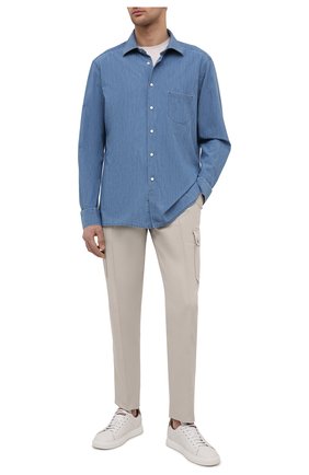 Мужская рубашка KITON темно-синего цвета, арт. UMCNERCH0763003/46-50 | Фото 2 (Материал внешний: Хлопок, Лиоцелл, Растительное волокно; Стили: Кэжуэл; Воротник: Акула; Длина (для топов): Стандартные; Манжеты: На кнопках; Рубашки М: Regular Fit; Случай: Повседневный; Принт: Однотонные; Рукава: Длинные; Региональные ограничения белый список (Axapta Mercury): RU)