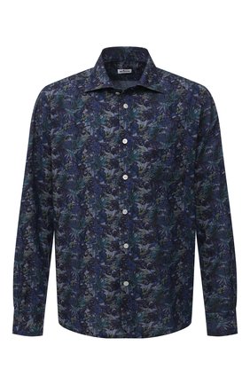 Мужская хлопковая рубашка KITON синего цвета по цене 94750 руб., арт. UMCNERH0767702/46-50 | Фото 1 Мужская хлопковая рубашка KITON синего цвета, арт. UMCNERH0767702/46-50 | Фото 1 (Длина (для топов): Стандартные; Рукава: Длинные; Принт: С принтом; Манжеты: На пуговицах; Случай: Повседневный; Материал внешний: Хлопок; Рубашки М: Regular Fit; Воротник: Акула; Стили: Кэжуэл; Региональные ограничения белый список (Axapta Mercury): RU)
