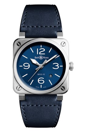 Мужские часы br 03-92 blue steel BELL&ROSS бесцветного цвета, арт. BR0392-BLU-ST/SCA | Фото 1 (Механизм: Автомат; Материал корпуса: Сталь; Цвет циферблата: Синий)