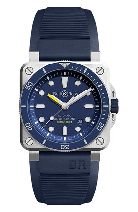 Мужские часы diver blue BELL&ROSS бесцветного цвета, арт. BR0392-D-BU-ST/SRB | Фото 1 (Материал корпуса: Сталь; Цвет циферблата: Синий; Механизм: Автомат)