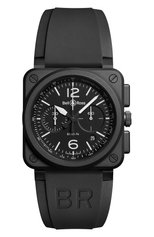 Мужские часы black matte chrono BELL&ROSS бесцветного цвета, арт. BR0394-BL-CE | Фото 1 (Материал корпуса: Другое; Механизм: Автомат; Цвет циферблата: Чёрный)