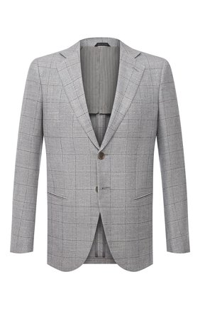 Мужской пиджак из шерсти и льна GIORGIO ARMANI серого цвета по цене 208000 руб., арт. 8WGGG020/T02HR | Фото 1 Мужской пиджак из шерсти и льна GIORGIO ARMANI серого цвета, арт. 8WGGG020/T02HR | Фото 1