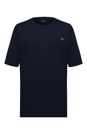 Мужская хлопковая футболка PAUL&SHARK темно-синего цвета, арт. C0P1092/C00/3XL-6XL | Фото 1 (Материал внешний: Хлопок; Рукава: Короткие; Принт: Без принта; Стили: Кэжуэл; Длина (для топов): Удлиненные)