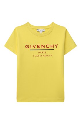 Детская хлопковая футболка GIVENCHY желтого цвета по цене 18200 руб., арт. H25253 | Фото 1 Детская хлопковая футболка GIVENCHY желтого цвета, арт. H25253 | Фото 1
