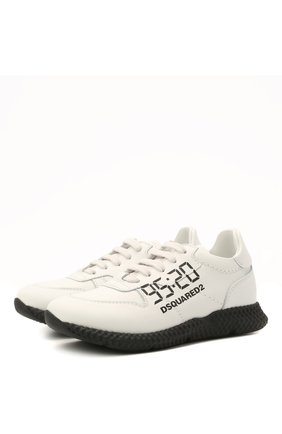 Детские кожаные кроссовки DSQUARED2 белого цвета по цене 16850 руб., арт. 66911/KIPS/18-27 | Фото 1 Детские кожаные кроссовки DSQUARED2 белого цвета, арт. 66911/KIPS/18-27 | Фото 1