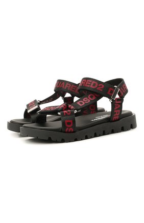 Детские сандалии DSQUARED2 черного цвета по цене 15550 руб., арт. 67030/T0MAIA/18-27 | Фото 1 Детские сандалии DSQUARED2 черного цвета, арт. 67030/T0MAIA/18-27 | Фото 1 (Материал внутренний: Натуральная кожа; Материал внешний: Текстиль)