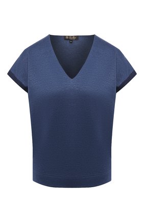 Женский льняной топ LORO PIANA темно-синего цвета по цене 106500 руб., арт. FAL0798 | Фото 1 Женский льняной топ LORO PIANA темно-синего цвета, арт. FAL0798 | Фото 1