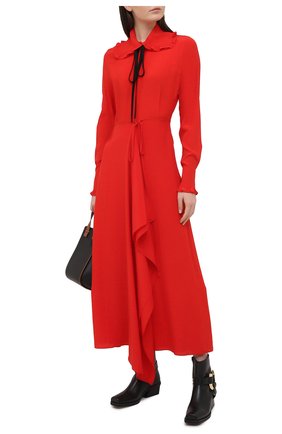 Женское шелковое платье VICTORIA BECKHAM красного цвета по цене 179500 руб., арт. 1121WDR002283A | Фото 2 Женское шелковое платье VICTORIA BECKHAM красного цвета, арт. 1121WDR002283A | Фото 2