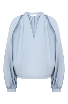 Женская хлопковая блузка JIL SANDER голубого цвета по цене 84400 руб., арт. JSPS561306-WS244200 | Фото 1 Женская хлопковая блузка JIL SANDER голубого цвета, арт. JSPS561306-WS244200 | Фото 1