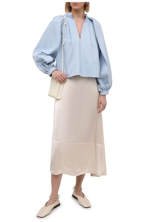 Женская хлопковая блузка JIL SANDER голубого цвета по цене 84400 руб., арт. JSPS561306-WS244200 | Фото 2 Женская хлопковая блузка JIL SANDER голубого цвета, арт. JSPS561306-WS244200 | Фото 2