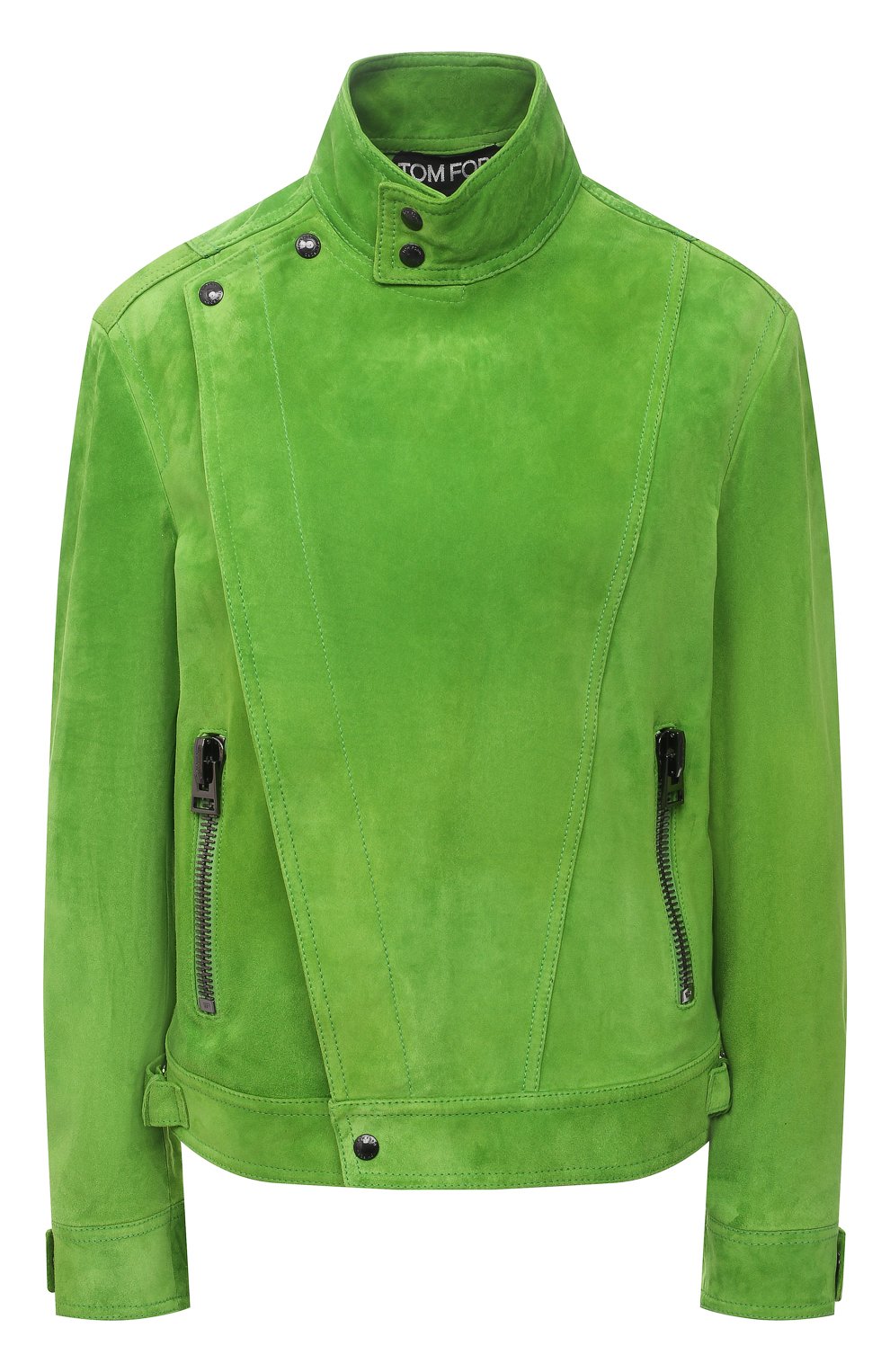 Женская замшевая куртка TOM FORD зеленого цвета, арт. CSL675-LEX226 | Фото 1 (Кросс-КТ: Куртка; Материал внешний: Замша, Натуральная кожа; Рукава: Длинные; Стили: Гламурный; Региональные ограничения белый список (Axapta Mercury): RU; Женское Кросс-КТ: Замша и кожа; Длина (верхняя одежда): Короткие; Материал подклада: Купро)