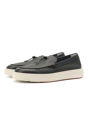Мужские кожаные слипоны SANTONI темно-синего цвета по цене 33700 руб., арт. MBCD21439BARCMMDU55 | Фото 1 Мужские кожаные слипоны SANTONI темно-синего цвета, арт. MBCD21439BARCMMDU55 | Фото 1
