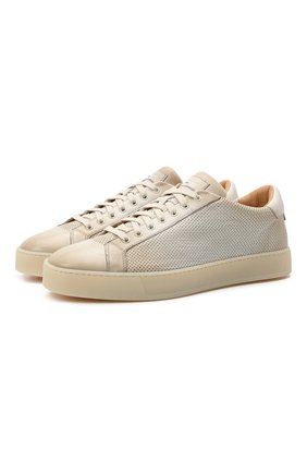 Мужские кожаные кеды SANTONI бежевого цвета по цене 41950 руб., арт. MBGL21066TRAMFG0I40 | Фото 1 Мужские кожаные кеды SANTONI бежевого цвета, арт. MBGL21066TRAMFG0I40 | Фото 1 (Подошва: Массивная; Материал внутренний: Натуральная кожа)