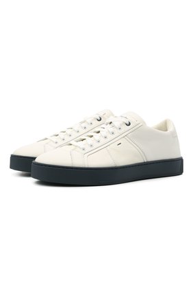 Мужские кожаные кеды SANTONI белого цвета по цене 36650 руб., арт. MBGL21318TBLXDMEI53 | Фото 1 Мужские кожаные кеды SANTONI белого цвета, арт. MBGL21318TBLXDMEI53 | Фото 1 (Подошва: Массивная; Материал внутренний: Натуральная кожа)