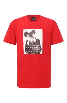 Мужская хлопковая футболка DIEGO VENTURINO красного цвета, арт. SS21-DV TS0 MMP | Фото 1 (Рукава: Короткие; Стили: Гранж, Панк; Принт: С принтом; Материал внешний: Хлопок; Длина (для топов): Стандартные)
