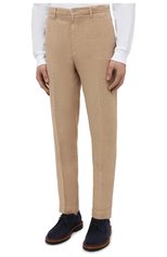 Мужские льняные брюки 120% LINO бежевого цвета, арт. T0M2411/0253/000 | Фото 3 (Длина (брюки, джинсы): Стандартные; Случай: Повседневный; Материал внешний: Лен; Стили: Кэжуэл)