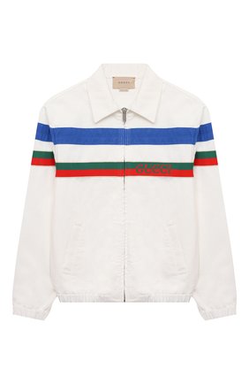 Детского хлопковый бомбер GUCCI белого цвета по цене 75350 руб., арт. 638167/XDBJL | Фото 1 Детского хлопковый бомбер GUCCI белого цвета, арт. 638167/XDBJL | Фото 1