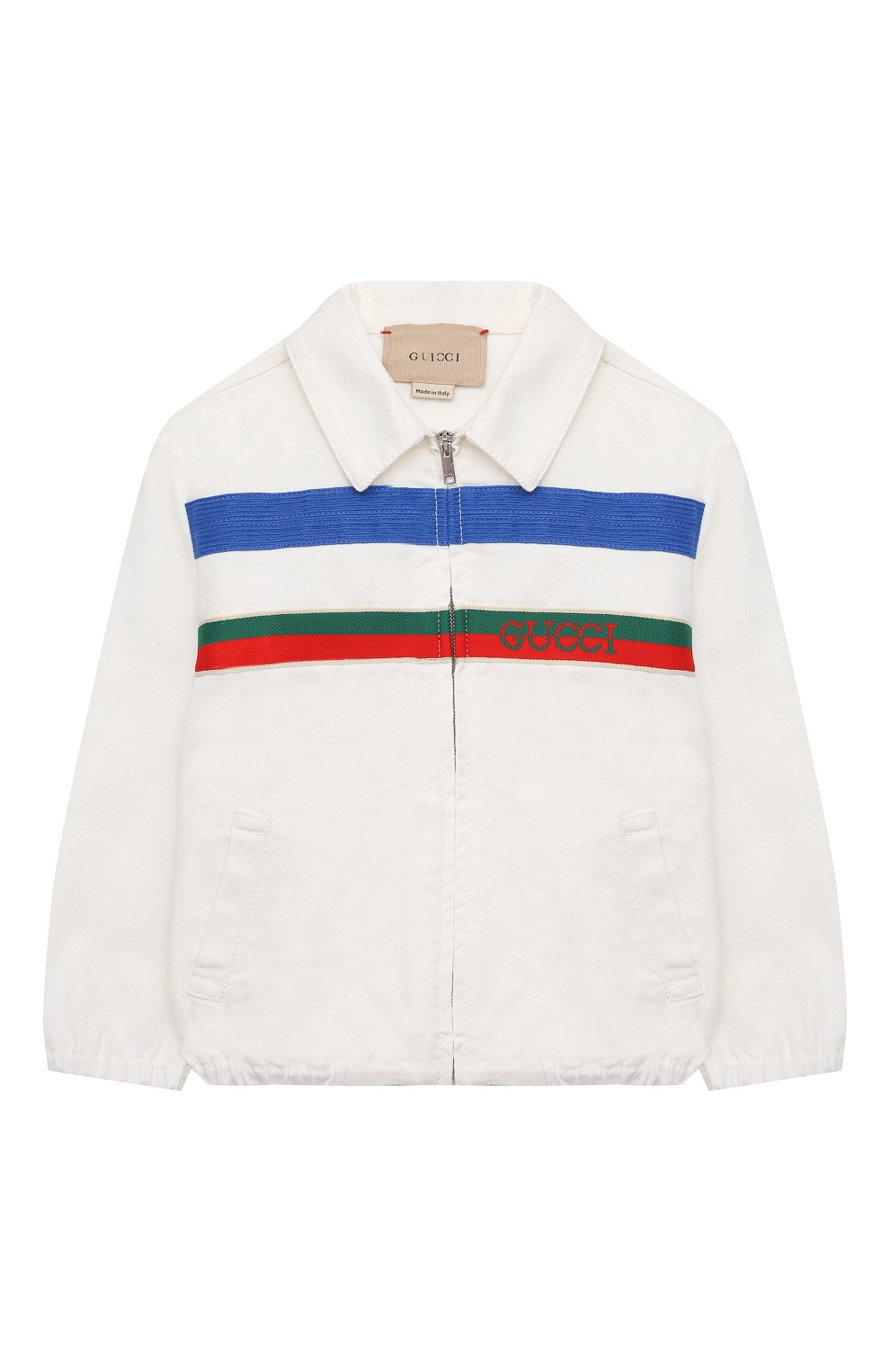 Детского хлопковый бомбер GUCCI белого цвета, арт. 638156/XDBJL | Фото 1