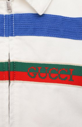 Детского хлопковый бомбер GUCCI белого цвета по цене 43500 руб., арт. 638156/XDBJL | Фото 3 Детского хлопковый бомбер GUCCI белого цвета, арт. 638156/XDBJL | Фото 3