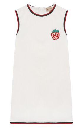 Детское хлопковое платье GUCCI белого цвета по цене 39100 руб., арт. 652427/XDBKQ | Фото 1 Детское хлопковое платье GUCCI белого цвета, арт. 652427/XDBKQ | Фото 1 (Девочки Кросс-КТ: Платье-одежда; Случай: Повседневный; Материал внешний: Хлопок; Рукава: Короткие; Ростовка одежда: 10 - 11 лет | 140 - 146см, 5 лет | 110 см, 6 лет | 116 см, 8 лет | 128 см)