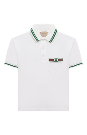 Детское хлопковое поло GUCCI белого цвета по цене 19700 руб., арт. 638453/XJC36 | Фото 1 Детское хлопковое поло GUCCI белого цвета, арт. 638453/XJC36 | Фото 1