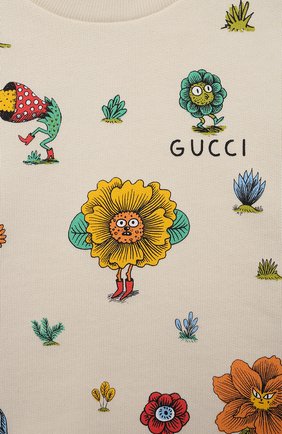 Детский хлопковый свитшот GUCCI белого цвета по цене 16500 руб., арт. 631333/XJC91 | Фото 3 Детский хлопковый свитшот GUCCI белого цвета, арт. 631333/XJC91 | Фото 3