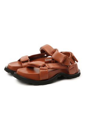 Женские кожаные сандалии JIL SANDER коричневого цвета по цене 89950 руб., арт. JS36045A-13016 | Фото 1 Женские кожаные сандалии JIL SANDER коричневого цвета, арт. JS36045A-13016 | Фото 1 (Подошва: Платформа; Материал внутренний: Натуральная кожа; Каблук высота: Низкий; Материал внешний: Кожа)