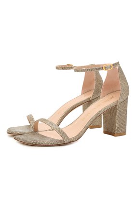 Женские текстильные босоножки amelina STUART WEITZMAN золотого цвета по цене 43100 руб., арт. S0565 | Фото 1 Женские текстильные босоножки amelina STUART WEITZMAN золотого цвета, арт. S0565 | Фото 1