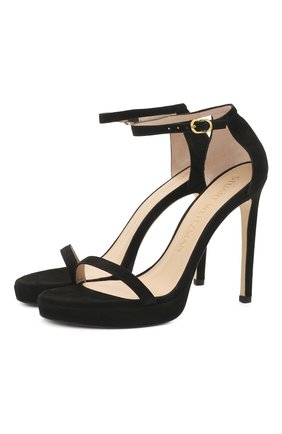 Женские замшевые босоножки nudist disco STUART WEITZMAN черного цвета по цене 43100 руб., арт. S2542 | Фото 1 Женские замшевые босоножки nudist disco STUART WEITZMAN черного цвета, арт. S2542 | Фото 1