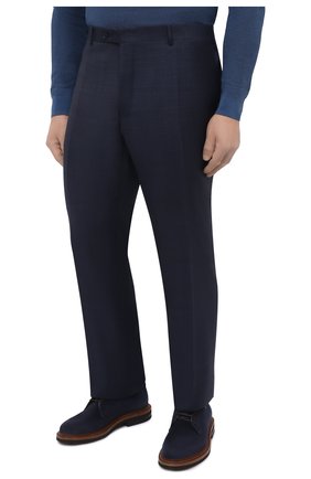 Мужские шерстяные брюки CANALI темно-синего цвета, арт. 71019/AA02524/60-64 | Фото 3 (Big sizes: Big Sizes; Материал внешний: Шерсть; Длина (брюки, джинсы): Стандартные; Стили: Классический; Случай: Формальный; Материал подклада: Вискоза)
