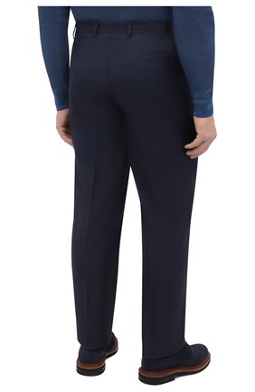 Мужские шерстяные брюки CANALI темно-синего цвета, арт. 71019/AA02524/60-64 | Фото 4 (Big sizes: Big Sizes; Материал внешний: Шерсть; Длина (брюки, джинсы): Стандартные; Стили: Классический; Случай: Формальный; Материал подклада: Вискоза)