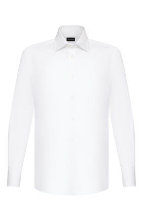 Мужская хлопковая сорочка ERMENEGILDO ZEGNA белого цвета по цене 29950 руб., арт. 904001/9MS0PA | Фото 1 Мужская хлопковая сорочка ERMENEGILDO ZEGNA белого цвета, арт. 904001/9MS0PA | Фото 1 (Длина (для топов): Стандартные; Рукава: Длинные; Материал внешний: Хлопок; Случай: Формальный; Принт: Однотонные; Рубашки М: Slim Fit; Стили: Классический; Манжеты: На пуговицах; Воротник: Кент)