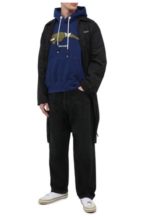 Мужской хлопковое худи PALM ANGELS синего цвета по цене 72000 руб., арт. PMBB058R21FLE0024655 | Фото 2 Мужской хлопковое худи PALM ANGELS синего цвета, арт. PMBB058R21FLE0024655 | Фото 2 (Длина (для топов): Стандартные; Материал внешний: Хлопок; Рукава: Длинные; Принт: С принтом; Стили: Гранж; Мужское Кросс-КТ: Худи-одежда)