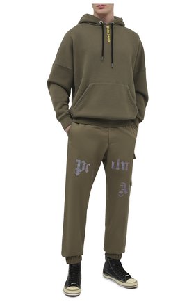 Мужской хлопковое худи PALM ANGELS хаки цвета по цене 36800 руб., арт. PMBB036R21FLE0035618 | Фото 2 Мужской хлопковое худи PALM ANGELS хаки цвета, арт. PMBB036R21FLE0035618 | Фото 2