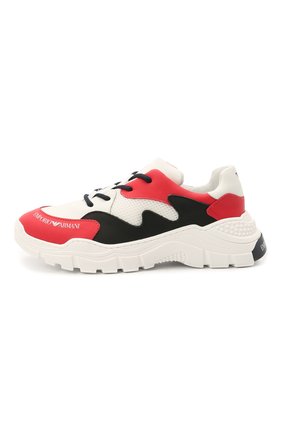 Детские кожаные кроссовки EMPORIO ARMANI красного цвета по цене 17400 руб., арт. XYX008/X0I46/28-34 | Фото 2 Детские кожаные кроссовки EMPORIO ARMANI красного цвета, арт. XYX008/X0I46/28-34 | Фото 2 (Материал внутренний: Натуральная кожа; Материал внешний: Кожа)