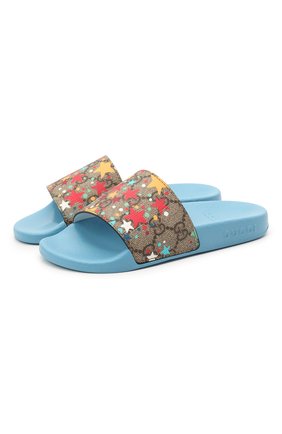 Детские шлепанцы GUCCI разноцветного цвета по цене 16500 руб., арт. 501069/2R600 | Фото 1 Детские шлепанцы GUCCI разноцветного цвета, арт. 501069/2R600 | Фото 1 (Материал внешний: Экокожа)