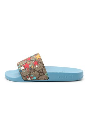 Детские шлепанцы GUCCI разноцветного цвета по цене 16500 руб., арт. 501069/2R600 | Фото 2 Детские шлепанцы GUCCI разноцветного цвета, арт. 501069/2R600 | Фото 2 (Материал внешний: Экокожа)