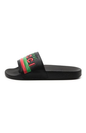 Детские кожаные шлепанцы GUCCI черного цвета по цене 24200 руб., арт. 647084/DIR00 | Фото 2 Детские кожаные шлепанцы GUCCI черного цвета, арт. 647084/DIR00 | Фото 2 (Материал внутренний: Текстиль; Материал внешний: Кожа)
