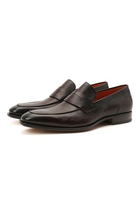 Мужские кожаные пенни-лоферы SANTONI темно-коричневого цвета по цене 54900 руб., арт. MCLE17515LA1ESLQT50 | Фото 1 Мужские кожаные пенни-лоферы SANTONI темно-коричневого цвета, арт. MCLE17515LA1ESLQT50 | Фото 1 (Материал внутренний: Натуральная кожа; Стили: Классический)