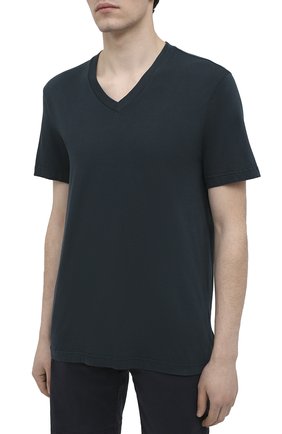 Мужская хлопковая футболка JAMES PERSE темно-зеленого цвета, арт. MLJ3352 | Фото 3 (Принт: Без принта; Рукава: Короткие; Длина (для топов): Стандартные; Материал внешний: Хлопок; Стили: Кэжуэл)
