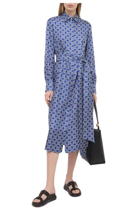 Женское шелковое платье KITON синего цвета по цене 187000 руб., арт. D50348H07723 | Фото 2 Женское шелковое платье KITON синего цвета, арт. D50348H07723 | Фото 2