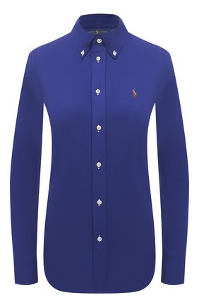 Женская хлопковая рубашка POLO RALPH LAUREN синего цвета по цене 13100 руб., арт. 211664427 | Фото 1 Женская хлопковая рубашка POLO RALPH LAUREN синего цвета, арт. 211664427 | Фото 1
