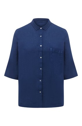 Женская льняная рубашка 120% LINO синего цвета по цене 19950 руб., арт. T0W1286/B317/000 | Фото 1 Женская льняная рубашка 120% LINO синего цвета, арт. T0W1286/B317/000 | Фото 1
